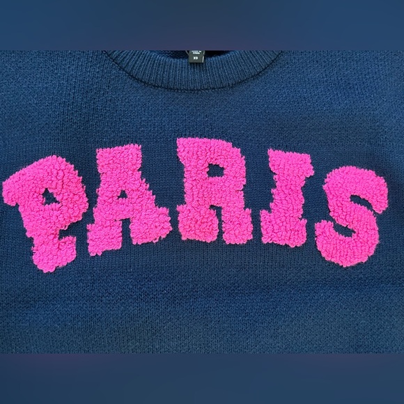 🩷 Express PARIS BOUCLE KNIT PATCH SWEATER Women’s - Picture 11 of 12